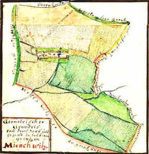 Geometrischer Grundris von dem Dorf und Gegend deselbigen Grentzen Münchwitz - Plan wsi